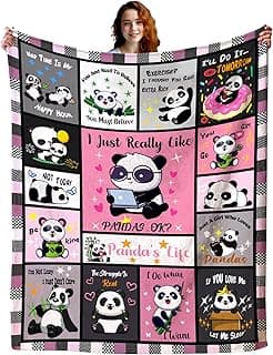 Panda Blanket Soft Flannel Pandas Throw Blankets Fuzzy Plush Bed Sofa Couch Living Room Cozy Fluffy Panda Birthday for Women Adults Kids Girls 80"X60"