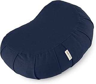 Meditation Cushion | CRESCENT Zafu Meditation Cushion with Removable Washable Cover | Certified Organic Cotton Meditation Cushions | Buckwheat Hulls Cushion Meditation Pillow image