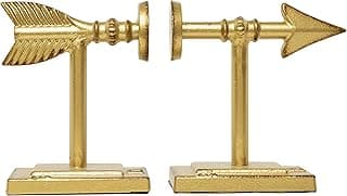 Creative Co-Op Decorative Cast Metal Arrow Bookends, Gold, Set of 2 image
