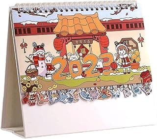 Calendar Desk Cute Illustration Calendar, Standing Flip Desktop Calendar, Count Down Desk Calendar 2022-2023 for Home Office School Calendar image
