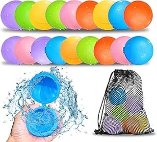 Reusable Water Balloons Quick Fill Soft Silicone Self Sealing Water Balls Outdoor Water Toys with Mesh Bag for Outdoor Summer Fun Party Kids Outside Play Water Games Gift Pool Activity (18pack)