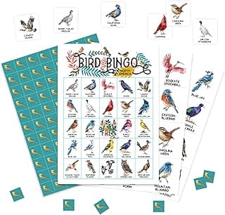 Bird Bingo Game Cards, North America Backyard Birding for Adults, Animal Birthday Party Decor Favors, Card Gifts for Bird Lovers Women Friends Family Holiday, 01