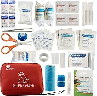 Pet First Aid Kit ZeekPet Medical Bag for Dogs and Cats Trauma Kit with Self Adhering Bandage, Styptic Pencil, Onitment, Pill Box, Emergency Blanket Perfect Survival Kit for Traveling with Your Pet image