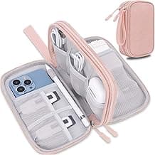 Electronic Organizer, Travel Cable Organizer Bag Pouch Tech Electronic Accessories Carry Case Portable Double Layer Charger Case for Cable, Cord, Charger, Phone, Earphone, Power Bank, Light Pink image
