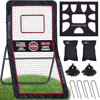 Heavy-Duty Lacrosse Rebounder for Backyard 4x7 ft Volleyball Rebounder Net Bounce Back Net with Adjustable Rebound Angles Perfect for Lacrosse Volleyball Baseball Soccer Includes Removable Target Net image