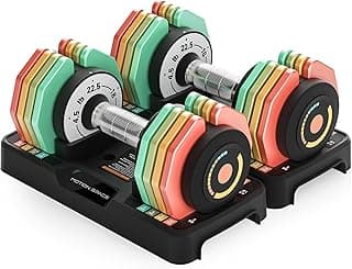 Adjustable Dumbbells Set 12.5LB/22.5LB Pair, 1-Sec Fast Adjustable 5 Weights by Turning Handle, Premium Comfort Non-slip Metal Dumbbells with Tray, Compact Size for Full Body Home Workout image