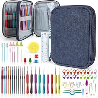 Katech 85-Piece Crochet Hooks Set, Crochet Hook Kit with Storage Case, Ergonomic Knitting Needles Weave Yarn Kits DIY Hand Knitting Craft Art Tool for Beginners and Experienced Crochet Lovers image