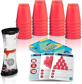 Gamie Stacking Cups Game with 18 Challenges and Water Timer, 24 Plastic Cups, Classic Family Game, Idea for Boys and Girls, Tons of Fun image