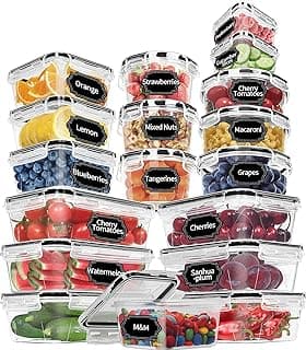 Skroam 36 Pack Food Storage Containers (18 Airtight Kitchen Storage & 18 Lids), Plastic BPA-Free Meal Prep Container for Pantry Organizers and Storage with Free Labels & Marker image