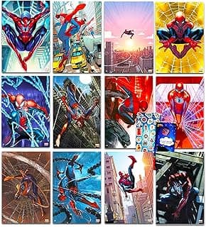 Marvel Spiderman Mini Poster Set Room Decor Bundle with 12 Mini Spiderman Wall Art Posters Plus Spiderman Stickers, More | 6" x 4" Spiderman Posters for Walls