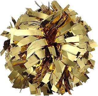 Metallic Cheerleader Cheerleading Pom Poms 6 inch 1 Pair (Gold) image
