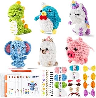 XuanMei GR Crochet Kit for Beginners Adults Kids Girls Amigurumi Animal Craft Knitting Starter kit Step by Step Video Tutorial 6 Patterns image