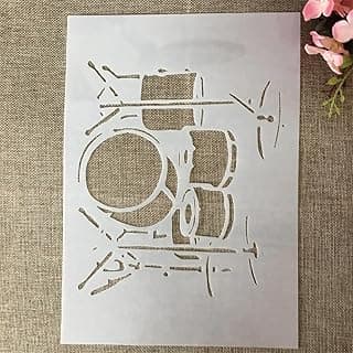 Drawing Stencils Set,A4 29cm Musical Instrument Drum Stencils for Painting on Wood,Wall,Fabric,Rock,Floor,Tile,Art Craft Stencils for Home Decor image