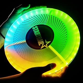 LED Flying Disc with Millions of Colors, Rechargeable & Waterproof, Smart Light Modes, Light-Up 175g - Frisbee for Outdoor Fun, Camping, Birthdays for Men, Boys, Teens, & Kids image