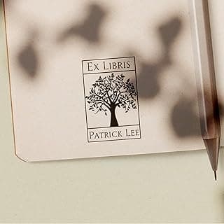 Stamp by Me | Ex Libris | Personalized Wooden Book Stamp | Custom Rubber | Library Stamps | for Books, Page, Letter | Library | Teacher | This Book Belongs to | Bookplates | Rectangular | 4 Designs image