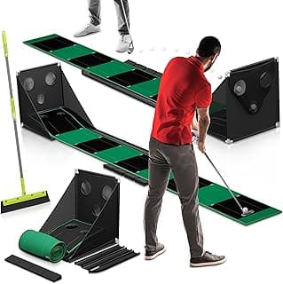 Golf Putting Mat - at Home, Putting Green, Golf Practice Equipment, Automatic Ball Return, 4 Foam Inserts - Velvet Training Mat for Indoor, Unique Office Putting Set for Adults image
