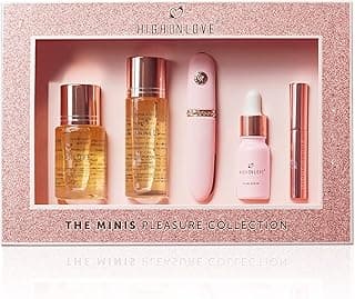 HIGHONLOVE Mini Pleasures 5-Piece Set: Bath Oil, Massage Oil, O Oil (for Relaxation), Lip Gloss & Mini Wand Massager image