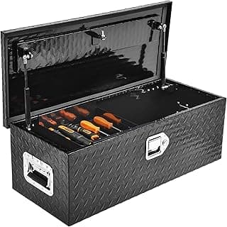 YITAMOTOR 30 Inch Truck Bed Tool Boxes Heavy Duty Aluminum with Sliding Shelf,Diamond Plate ToolBox for Pick Up Truck RV Trailer, Chest Storage Organizer with Lock and Keys image