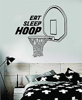 Eat Sleep Hoop Basketball Wall Decal Sticker Vinyl Art Bedroom Living Room Decor Decoration Teen Quote Inspirational Boy Girl Sports Kid Team Ball Hoops Dunk Bball Basket Shoot image