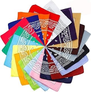 20 Pcs Assorted Bandanas Paisley Cowboy Polyester Headbands 22x22 inch image