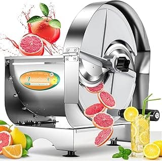 Newhai Manual Vegetable Fruit Slicer 0-12mm(0-0.47’’) Thickness Adjustable Commercial Food Cutter Slicing Machine Stainless Steel for Potatoes Lemon with 2 Spare Blades (Stainless Steel) image