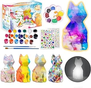 Paint Your Own Cat Lamp Art Kits Painting Arts and Crafts Projects and Supplies Cool Cat Craft Set Toys DIY Art Night Light Bedroom Decor for Kids Halloween Gifts for Teen Girls and Boys Ages 4-12 image