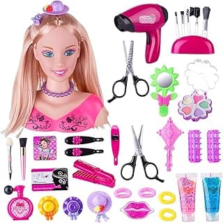 Styling Head Doll for Girls' Hair and Makeup Practice With Accessories and Hair Dryer (Style A) image