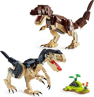 Dinosaur Toys Building Blocks Set - 13 Inches Big T. rex & Velociraptor Figures, Jurassic Dino Building Toys for Boys & Girls Ages 6 and Up Year Old, Gift Idea for Kids image