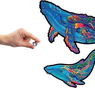 UNIDRAGON Original Wooden Jigsaw Puzzles - Milky Whales, 700 Pieces, Royal Size 20.5" x 32.3", Beautiful Gift Package, Unique Shape Best Gift for Adults and Kids image