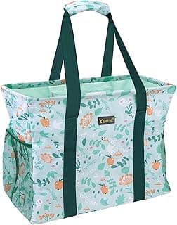 BALEINE Extra Large Utility Tote Bag with Wire Frame for Storage (Spring Stroll, 16.5''x14''x10'')