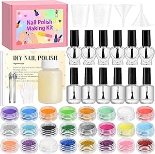 Nail Polish Making Kit, JCOOS DIY Nail Kit for Beginners With Everything, 12 Empty Nail Polish Bottles with Brush, 24 Pigment, Fun Nail Polish Kit, Christmas Gifts for Kids Nail Polish Set for Girls image