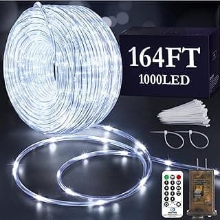 KNONEW 164FT 1000LED Rope Lights Outdoor Indoor,String Lights Waterproof 8 Modes Clear Tube Lights for Outside,Bedroom,Wedding,Garden,Patio,Christmas,Tree,Rv,Holiday Decoration(Cool White) image