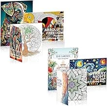 Set of 6 Coloring Books for Adults Animal & Absolute Freedom & The Tree of Life & The Garden & Starry Night & The Nature Pattern image