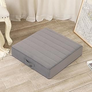 22 inches Meditation Floor Pillow, Square Large Floor Cushions for Adults, Thick Memory Foam Seat Cushions for Yoga, Living Room, Sofa, Tatami, Grey image