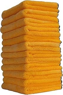 MIC_506_12 Professional Grade Premium Microfiber Towels, Gold (16 Inch x 16 Inch) (Pack of 12) - Safe for Car Wash, Home Cleaning & Pet Drying Cloths image
