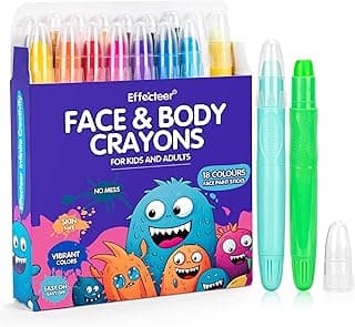 Face Paint Kit for Kids, 18 Color Twistable Face Paint Crayons, Professional Face Painting Kit in Halloween Cosplay Birthday Party Makeup, Water Based Body Paint Marker Sticks for Adults, Non Toxic image