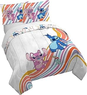 Jay Franco Duvet Cover Set – 3 Piece Comforter Cover and Sham Set, Super Soft Cozy Kids Bedding (Insert Not Included) White - Lilo and Stitch, Full