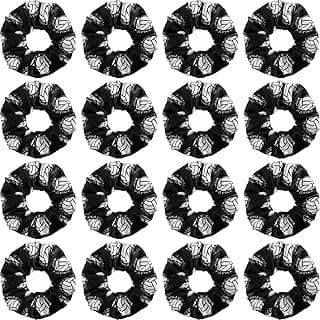 18 Pieces Volleyball Sport Hair Scrunchies Volleyball Sport Hair Ties Silk Satin Elastic Scrunchies Hair Bands Ponytail Holders for Players Teams Gifts, Black image
