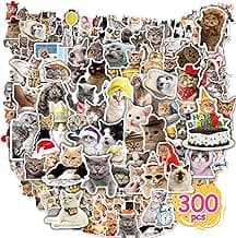 300 Pcs Funny Cat Stickers for Water Bottles| Kawaii Stickers Pack| Cute Cat Waterproof Stickers for Water Bottles Kindle Luggage Guitar Laptop| Vinyl Stickers for Kids Girls Teens Toddlers Adults image