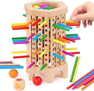 Montessori Game Wooden Board Games for Kids 4-6-8-12, 36 Colorful Stick Math Educational Toys for 3 4 5 6 Year Olds, Classic Fun Dice Games for Family Game Night for 2-6 Players Gift