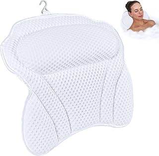 Bath Pillow Bathtub Pillow Back Neck Support Pillow, Spa Cushion for Tub, Relaxing Headrest Bath Pillow, Portable Washable Bathtub Accessories with 3D Air Mesh Thick Soft Bath Pillow image