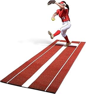 Softball Pitching Mat with Rubber 10x3 ft Softball Pitching Mound with Antifade Turf and Antislip Foam Backing Fastpitch Equipment for Softball and Baseball Pitchers Practice Clay and Green Matt