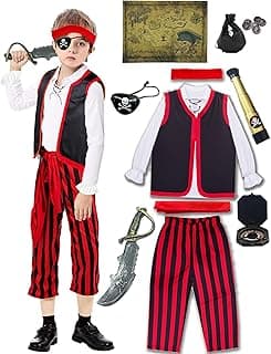 Pirate Costume Boys Kids Pirate Outfit Role Play Dress up Set Halloween Pirate Cosplay Costume Accessories for Kids image
