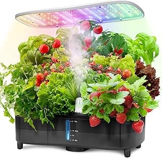 Kingsyard Smart Hydroponics LED, 48W Indoor Garden Grow System, Visible 5L Tank Quiet Pump Auto Timer Kit 15 Pods Herb Seed Starter for Veggies & Salad Greens Plants