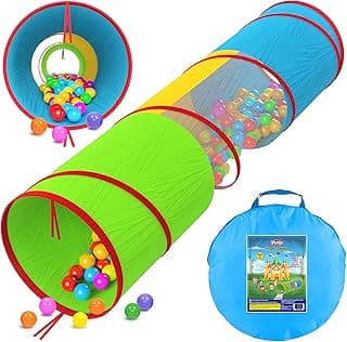 Playz Kids Play Tunnel for Toddlers 1-3 and Up, Large Opening Colorful Pop Up Baby Tunnel for Kids to Crawl Through, Indoor & Outdoor Kids Tunnel for Babies, Cat, Dog, Pets Crawling Tunnel image