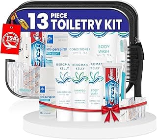 Trektote Travel Toiletry Kit For Men And Women – 13 Piece Set of Travel Size Toiletries, TSA Compliant, Travel Essentials, Includes Shampoo And Conditioner, Body Wash, Oral Care, Toiletry Bag & More