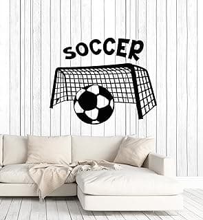 Vinyl Wall Decal Ball Soccer Player Team Game Sport Teen Room Stickers Mural Large Decor (g6196) Black image
