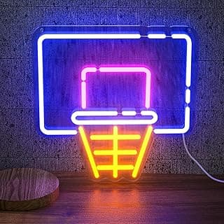 Basketball Hoop Neon Sign for Wall Decor, LED Sign with Dimming Switch for Sports Fans, Kids, Man Cave, Bedroom, Home Accessories, Bar Decor, Party & Holiday Decorations - 13.8" x 12.6" image