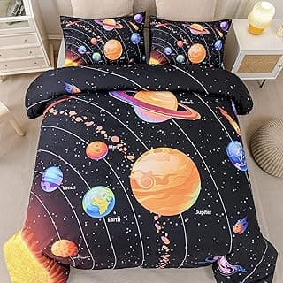 Solar System Comforter Set Twin Outer Space Room Decor Bedding Set 3 Pieces 1 Planets Theme Comforter and 2 Pillow Shams for Boys Kids Ultra-Soft Microfiber All Seasons for Bedroom Sofa image