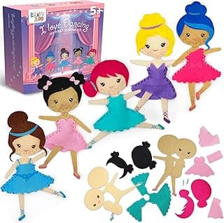 CRAFTILOO Ballerina Dancers Sewing Kit for Kids, Fun and Educational Craft Set for Boys and Girls Age 5-12, Sew Your Own Felt Ballerina Craft Kit for Beginners (Ballerina Kit) image